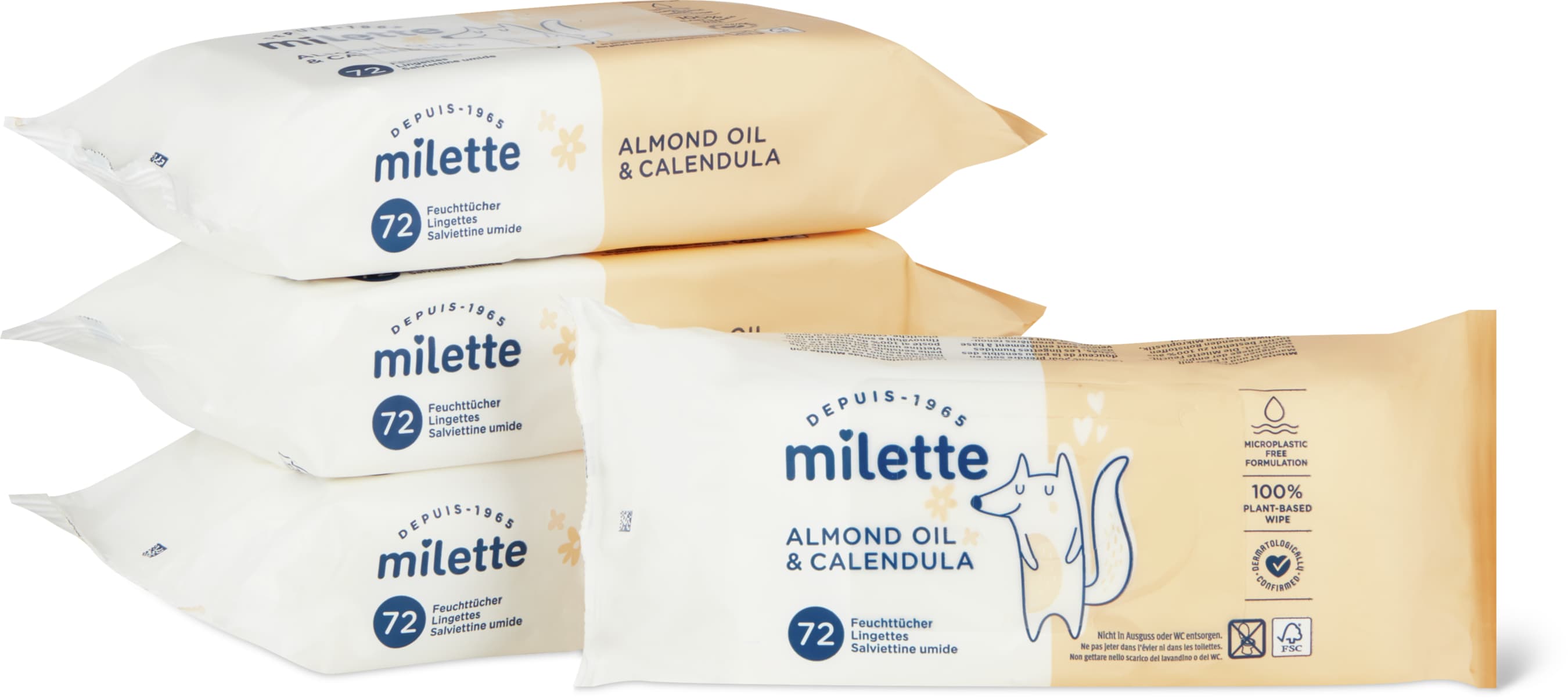 Lingettes imprégnées Huile d’amande & calendula